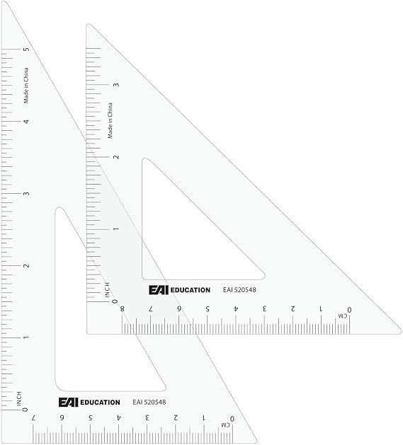 EAI Education Triangle Ruler Set Squares: 30/60 and 45/90