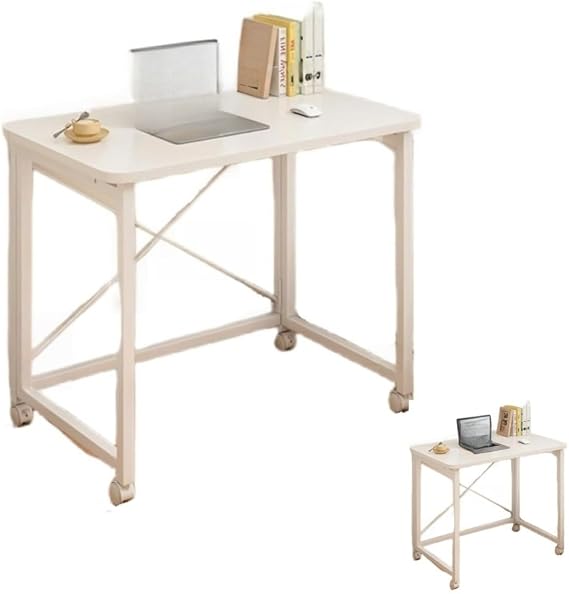 Computer Rack Folding Table Computer Desk Student Study Desk Simple Desk Writing Table Work Table Bedside Table Office Table Movable 360° Universal Wheel Perfect for Bedroom Living Room Study
