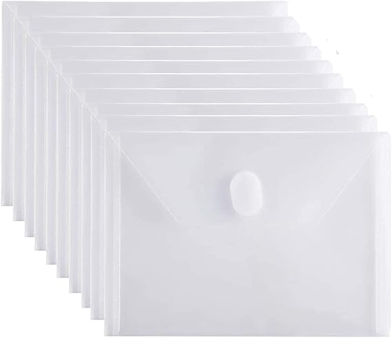 Small Plastic Envelopes File Folder 10 Pack, Clear, 5 x 7 inches