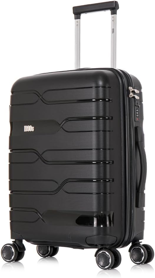1990s Expandable Medium Suitcase Polypropylene 65 cm for 23 kg (79L)| Semi-rigid Expandable Suitcase with 4 Swivel Wheels and Embedded Lock (Black)
