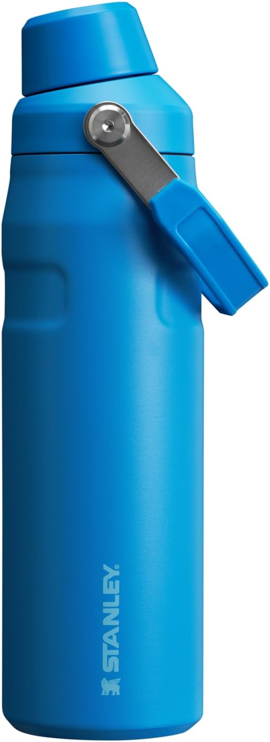 Stanley IceFlow 24 Oz Water Bottle - Angled Spout Lid - Lightweight Leakproof Water Bottle for Travel and Gym, Stainless Steel Vacuum Insulated, BPA Free - Azure