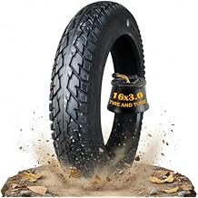 16x3.0 Ebike Tire and Tube Set for Electric Bike, 8-Level Design, Load capacity: 385 lbs, Antipuncture Snow Tyre for E-bike with Bent Valve Inner Tube, Neumatico Camara 16x3 Off-road All-Terrain