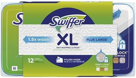 Swiffer Sweeper XL Wet Pad Refills, Open Window Fresh, 12 Ct (Pack of 2)