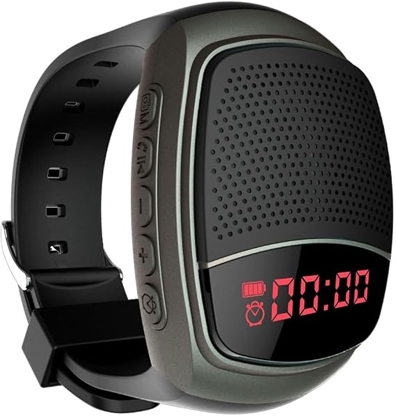 Portable B90 Wrist Watch Bluetooth Speaker with FM Radio for Running, Outdoor Mini Wearable Speaker, Black