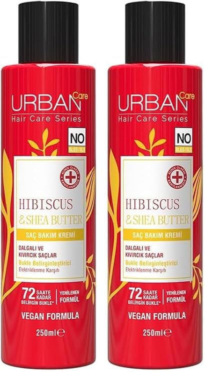 Urban Care Hibiscus & Shea Butter Kıvırcık ve Dalgalı Saçlara Özel Saç Kremi 250ml (2 paketi)