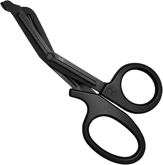 Trauma Shears for First Aid, Paramedics, Tactical Stealth Black, Military-Grade Utility Scissors, Stainless Steel, Black