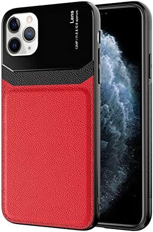 Aksesuarcim Apple iPhone 11 Pro ile Uyumlu Silikon Kılıf Deri Görünüm İnce Tarz Kapak Emiks Kırmızı