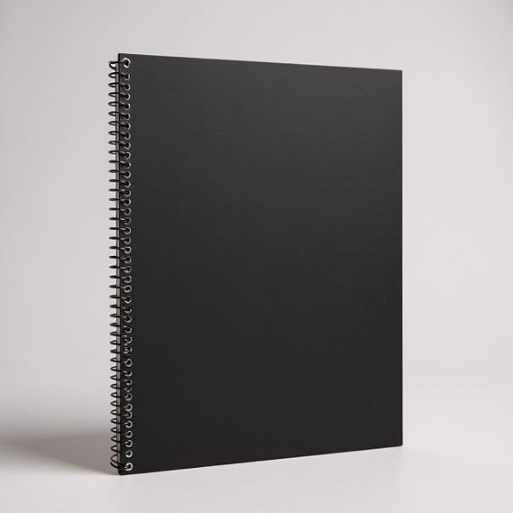 Fark Tanıtım Kareli Spiralli Not Defter, A4 Boyut (21x29,7 cm), 60 Yaprak, 90gr. Ivory Kağıt, Ofis İçin İdeal (Siyah Kapak)