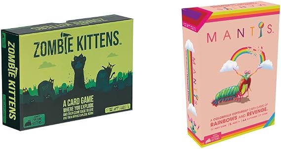 Exploding Kittens Zombie Kittens Card Games for Adults Teens & Kids - Fun Family Games and Mantis Card Games for Adults Teens & Kids - Fun Family Games