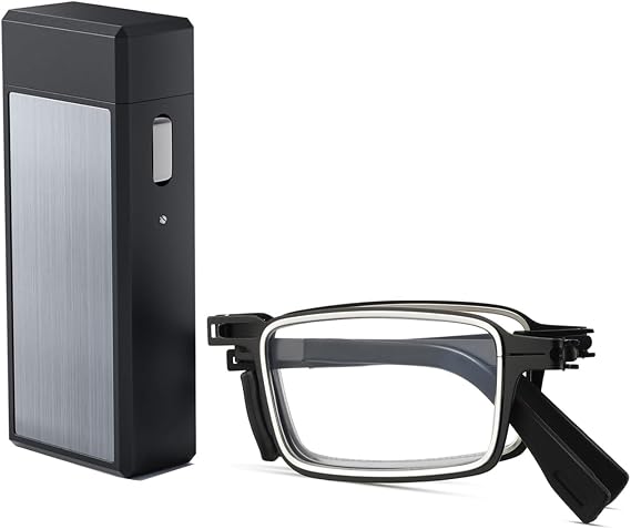 Hubeye Ultra Thin Folding Reading Glasses for Men Women Blue Light Blocking Compact Computer Foldable Readers Pocket Portable Sturdy Frame with Case