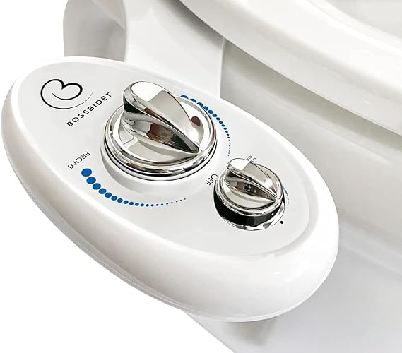 Luxury White Blue - Bidet Attachment for Toilet Seat - Dual Nozzles, Self-Cleaning, Non-Electric Water Sprayer, Save Money On Toilet Paper and Reduce Waste