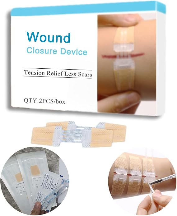 2Pcs Zip Stitch Sutures, Extra Large Strips Wound Closure Device, Waterproof Butterfly Wound Closure Strips, Hospital Grade Laceration Kit