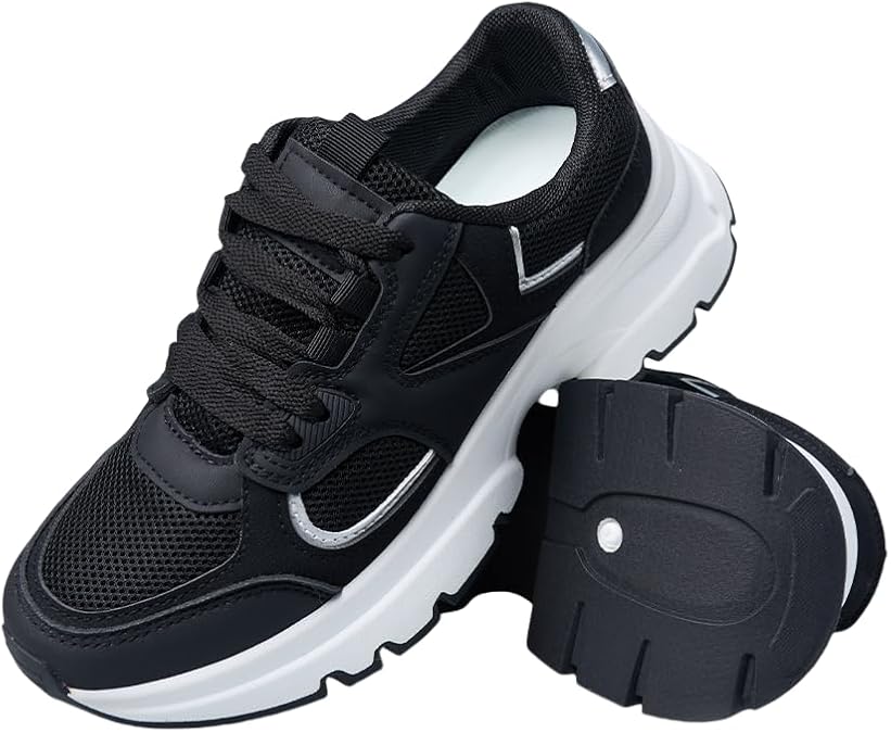 Mesh Women's Patchwork Sports Shoes, Lace Up Thick Soled Casual Shoes, Personalized, Trendy and Comfortable