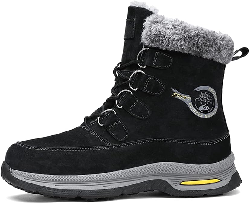 Veslexth Mens Snow Boots Insulated Waterproof Winter Shoes Lace-up Outdoor Removable Lining for Men Fur Lined Casual Anti-Slip Hiking Lightweight Water-Resistant Footwear