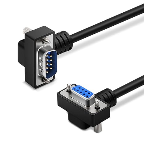 GXMRHWY DB9 9Pin RS232 Serial Cable Down Right Angle Male to Female RS232 COM Port Connection Cable 1.5Meter