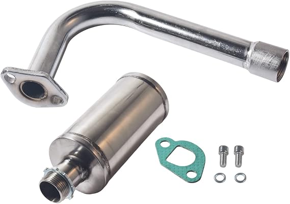 Upgrade Exhaust with Muffler For Coleman Powersports CT200U BT200X,For Predator 212cc 196cc/6.5HP Go Kart and Gas Mini Bike Silver