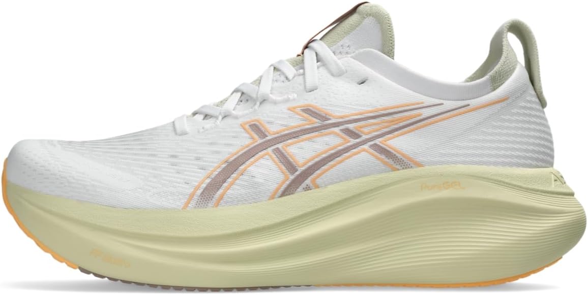 ASICS Mens Gel-Nimbus 27, White/Fawn , 10.5