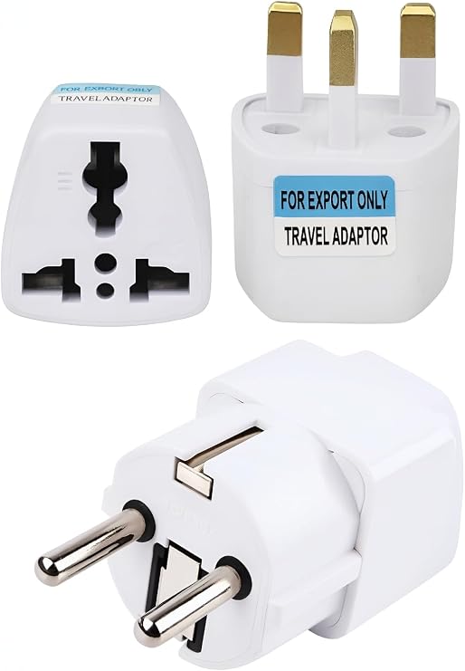 Kyrotech Uluslararası Seyahat Adaptörü 2’li Set, Tip C Avrupa, Tip G İngiltere Adaptör Fişi, 150 Den Fazla Ülke Uyumu, Çoklu Uç Fiş Desteği, Hac, Umre, ABD, AB, İngiltere, Avustralya Priz Dönüştürücü