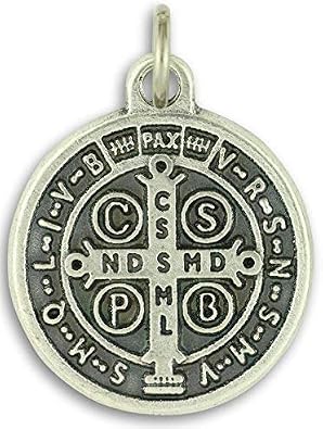 Lot of 5! St Benedict Medal 3/4" Protection From Evil Sacramental Devotion Silver OX Catholic