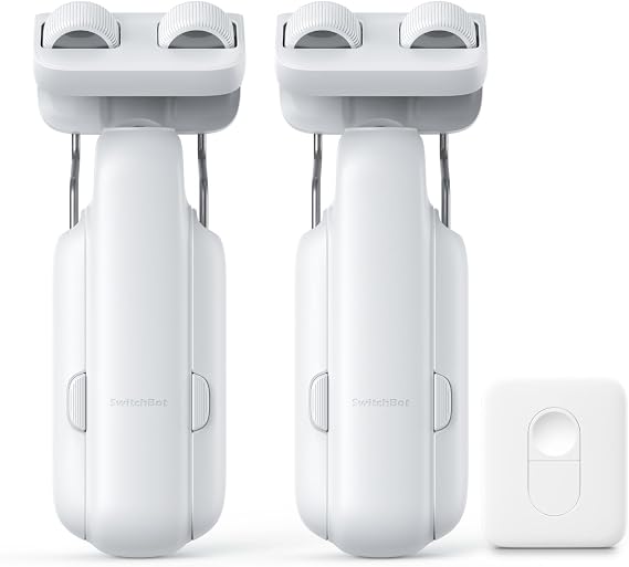 SwitchBot 2025 Automatic Curtain Opener 2 Packs with Remote, Bluetooth Remote Control, WiFi&APP Control, Upgraded High-Performance, Add Hub to Work with Alexa, Google Home, HomeKit