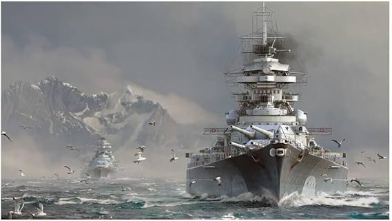 Old Modern Handicrafts German Battleship Bismarck Medium (30L x 6W x 6H) Handmade Nautical Decor Gift