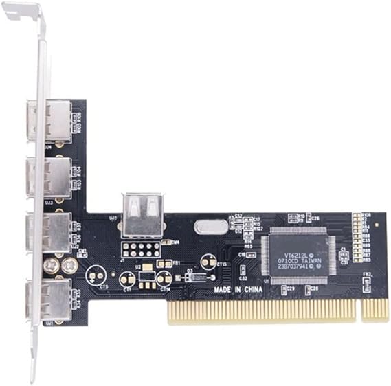 5 Ports PCI to USB 2.0 PCI Expansion Card Adapter Card 480Mbps Driver-Free PCI Card for Desktop Computer