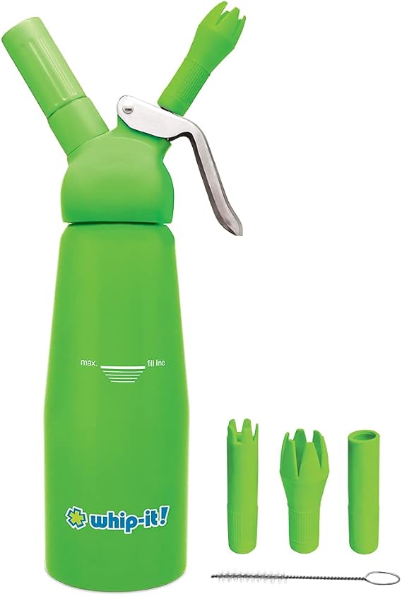 Whip-It! 1/2L Armor - All Aluminum-for Desserts, Coffee & Baking-Durable, Easy to Use & Clean - Green