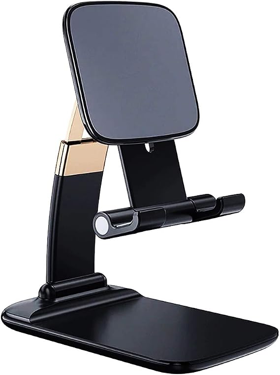 Coverzone Ayarlanabilir Katlanabilir Ergonomik Telefon Tutucu Standı ve Tablet Tutucu standı Desk Holder Oynar Başlıklı Kaymaz Zemin Tabanlı Stand (Siyah)