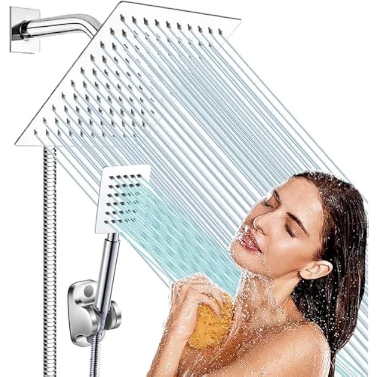8 Black & Chrome Shower Head Combo