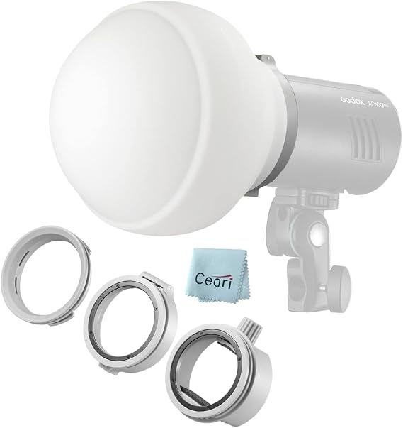 Godox ML-CD15 Diffusion Dome with 3 Universal Adapter Kit for AD200pro V1C V1N V1S TT600 TT685II V860II V860III, Spherical