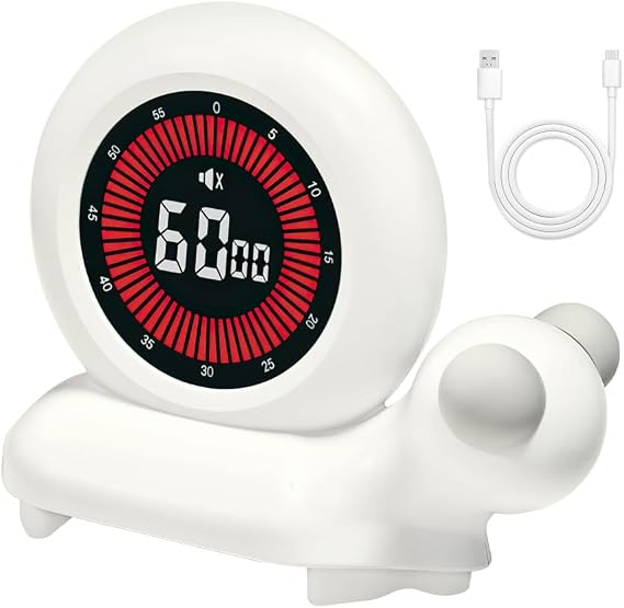 Visual Timer, LED Display Screen Custom Countdown with Gentle Night Light & Silent Operation for Time Management