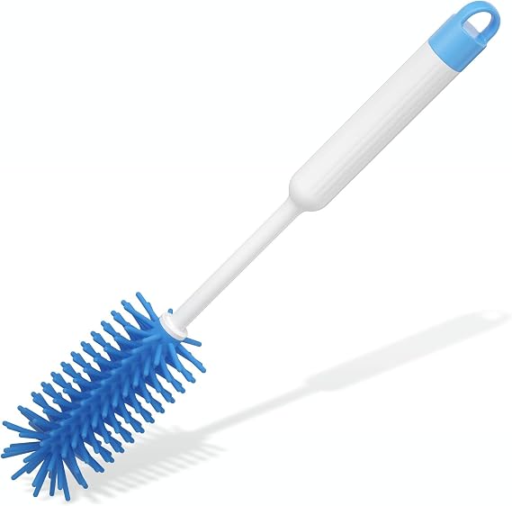 LeLuv Cleaning Brush 13", Silicone Bottle Brush, Light Blue, for Cylinders