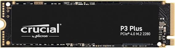 Crucial P3 Plus PCIe Gen4 NVMe 2TB SSD, Up to 5,000MB/s Read, Laptop & Desktop (PC) Compatible, Solid State Drive CT2000P3SSD8