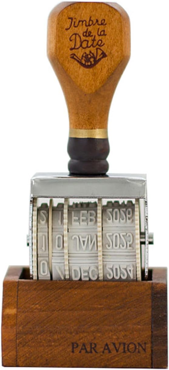 Roller Date Stamp, 2026-2036,Retro Small Date Stamper, Wood Date Stamper Inking Day Month Year, for DIY Craft Card Making Planner Scrapbooking