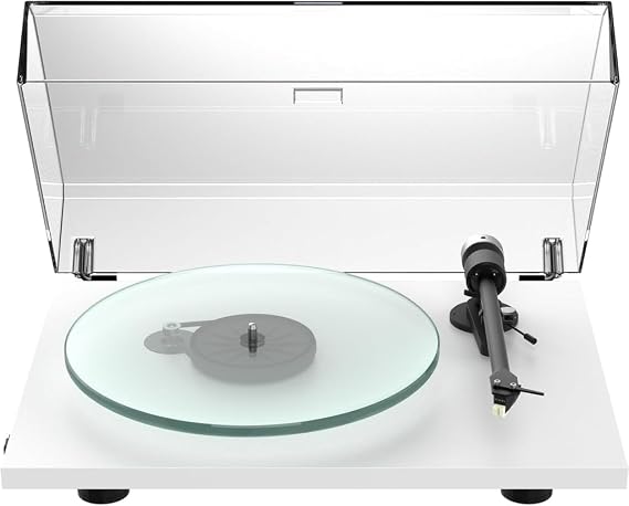 Pro-Ject T2, Audiophile Entry Level Turntable with 1,7kg heavy glass platter, 9” aluminium tonearm and spring-based Anti-Skating, Sumiko Rainier, Made in Europe (White)