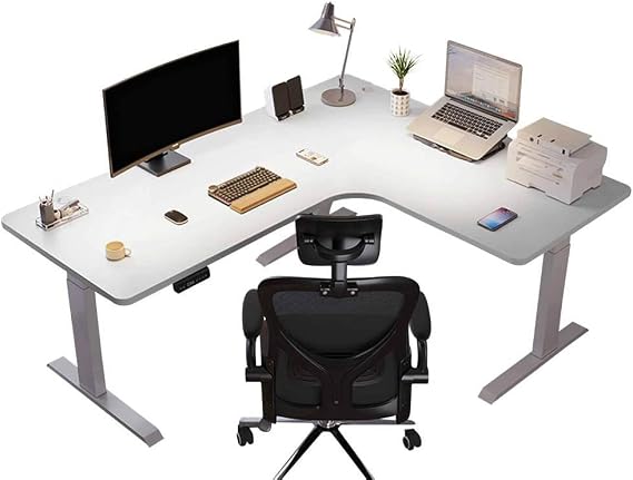 L Sd Electric Height Adjustable Corner Standing Desk – Ergon Sit-Stand Workstation for Home Office Modern Design Space-Saving Easy Assembly Flexible Workstation