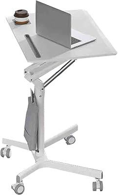 Mobile Podium, Mobile Height Adjustable Church Classroom Lecture, Portable Podium Stand, Mobile Desk for School, Home, Office, Conference, ConcertWhite