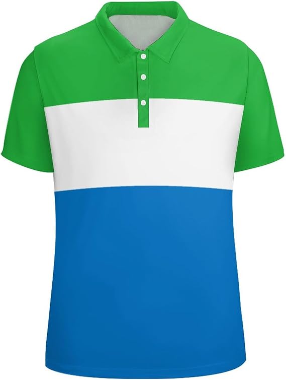 Sierra Leone Flag Men Polo Shirts Casual Short Sleeve Patriotic Tee