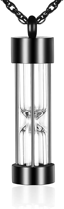 abooxiu Hourglass Urn Necklace for Ashes Cremation Jewelry for Ashes Stainless Steel Memorial Keepsake Ashes Necklace