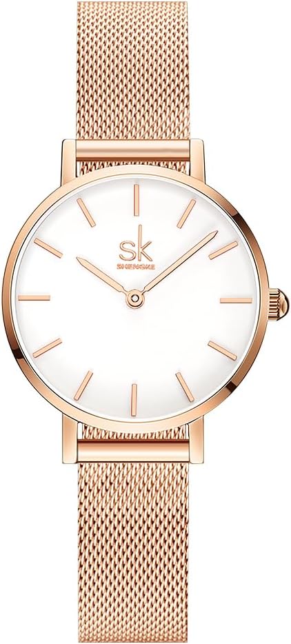 SHENGKE SK Ultra Thin Minialist Women Watches Simple Two Hands Ladies Dress Watch Leather Strap