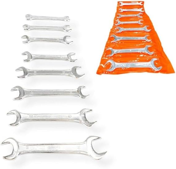 Jouis Anahtar Takımı 8 Parça Seti Ağzı Açık Çift Taraflı 6-22MM 6X7-8X9-10X11-12X13-14X15-16X17-18X19-20X22 Araba Motorsiklet Bisiklet Tamiri Somun Sıkma Aparatı SET