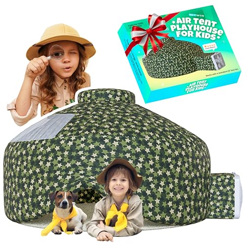 Skywin Forest Fort Air Tent for Kids with Door 77 x 50 Builds in 30 Seconds, Toddler Tents Indoor for Imaginative Play, Spacious Kids Forts Indoor Playhouse for Boys and Girls Fan Not Included