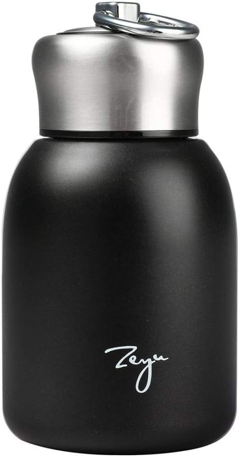 Gets Mini 9 Oz Stainless Steel Vacuum Insulated Water Bottle (Black) | 280ML Leak Proof Sports Tumbler Cup for Hot And Cold Drinks, Portable Travel Bottle with Carry Handle