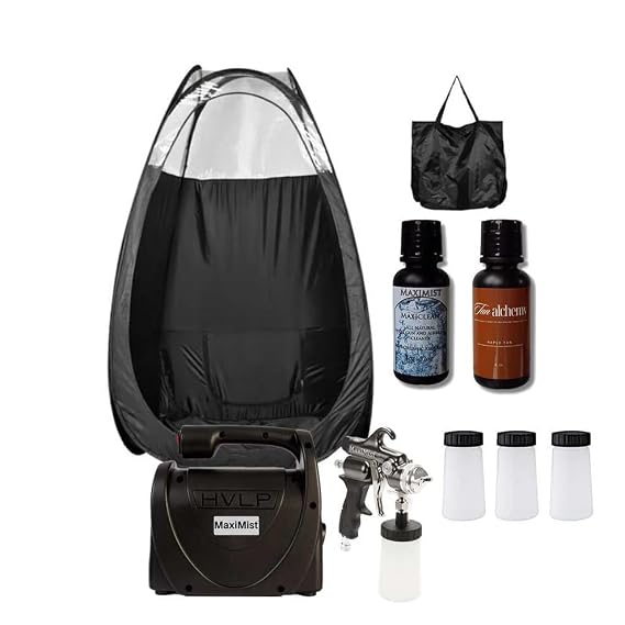 MaxiMist Elite Evo Pro Professional Sunless Spray Tan Machine Kit with Black Tent