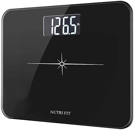 NUTRI FIT Extra-Wide Ultra-Thick Digital Body Weight Bathroom Scale Black | 0.1lb Discrepancy, 400lb Capacity, 3'' Easy Read Large Backlit LCD Screen, Step-on Technology, High Accuracy, 2AAA Batteries