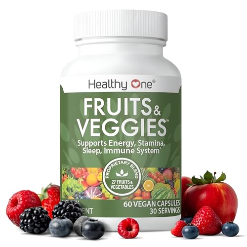 Fruits & Veggies Formula - 27 Premium Whole Foods - Organic Ingredients - Equals 3 Servings of Fruits & Vegetables - Improve Energy, Focus & Immune Function - Fiber - Antioxidants - 60ct 30 Serv