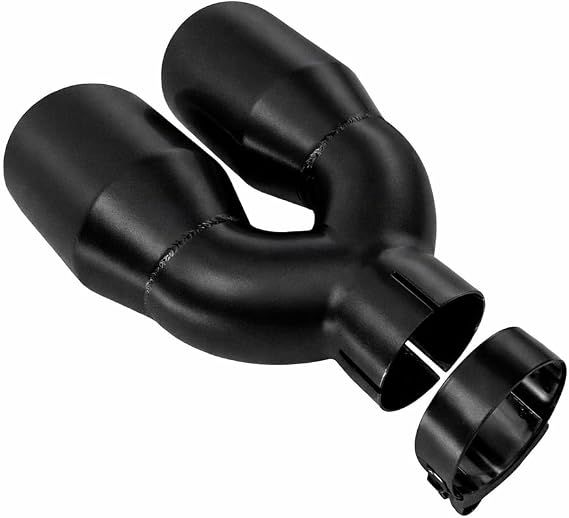 | Black Coated Universal Dual Exhaust Tip 2.5" Inlet ID 3.5" Outlet OD and 9.5" Inch Long | Stainless Steel | Aftermarket Replacement