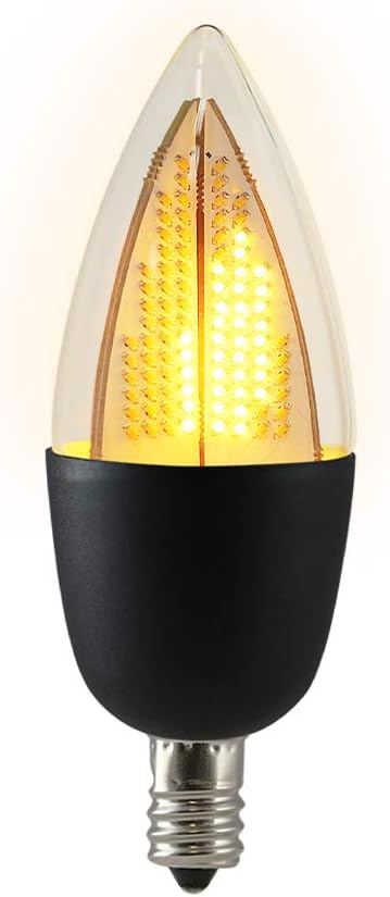 Euri Lighting Flickering Flame Bulb, ECA9.5-2120fcb, Decorative CA9.5 Candelabra E12 Base, Warm White 1800K, Non-Dim, 1W (6W Equivalent), 80lm, Black Housing, UL Listed, 1 Count