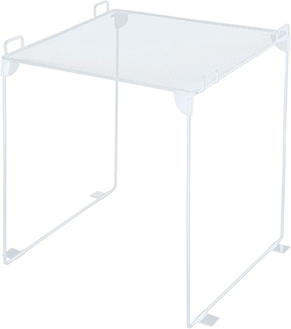 Locker Organizer Shelf Metal Stackable Collapsible Organizer Shelf Back to School Essentials Fits Standard Size School Lockers Organization Accessories for Gym Work Kitchen Office(Single Layer,White)
