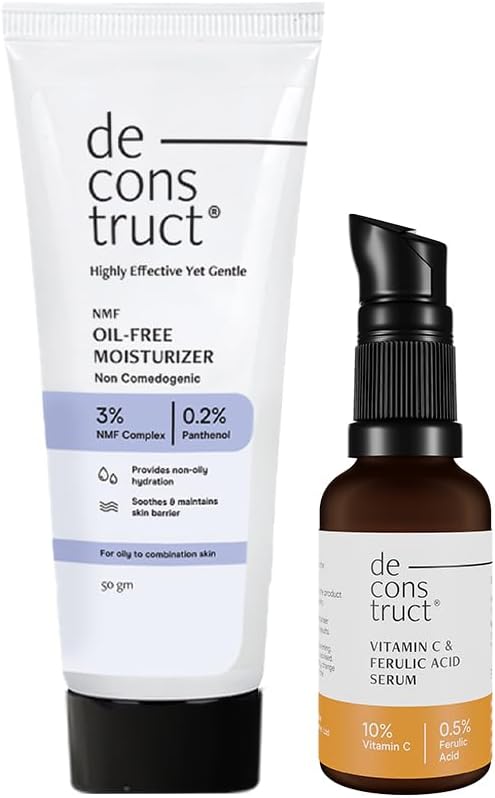Deconstruct Glow & Hydrate Duo: Oil-Free Moisturizer (50g) & Vitamin C Serum (30ml) Pack of 2